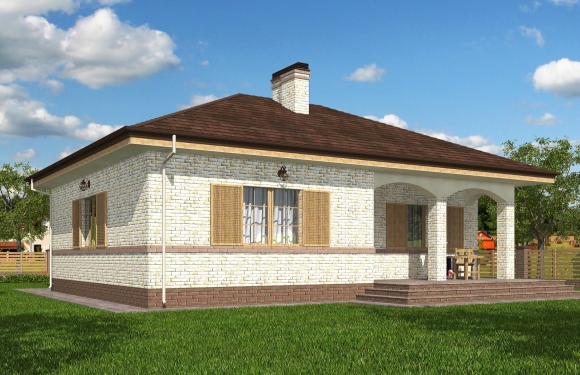Одноэтажный дом с террасой