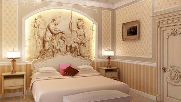 Affresco в интерьере классической спальни