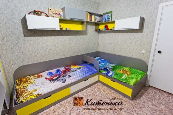 Угловая детская кровать для двоих