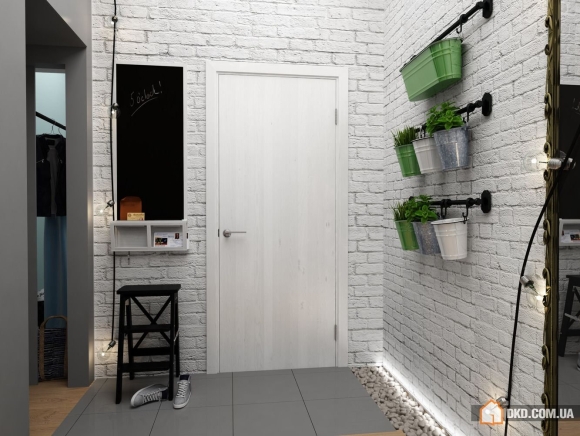 Белый кирпич в прихожей