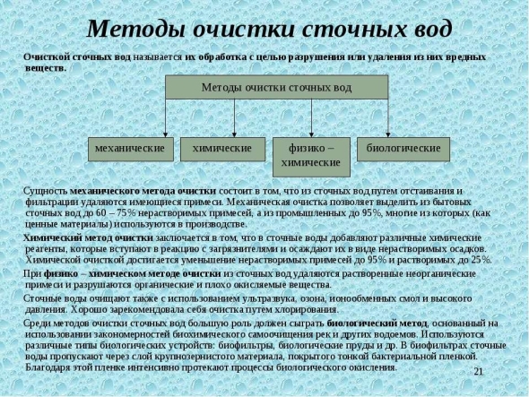 К основным химическим способам очистки сточных вод относятся