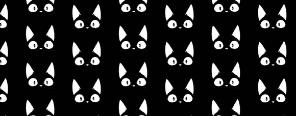 Много котов на черном фоне