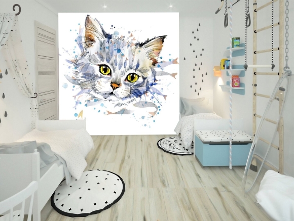 Котик в акварель и линер