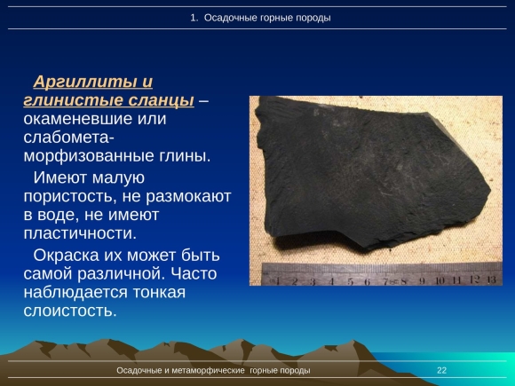 Глинистый сланец осадочные горные породы