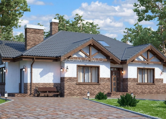 Комбинированные фасады одноэтажных домов