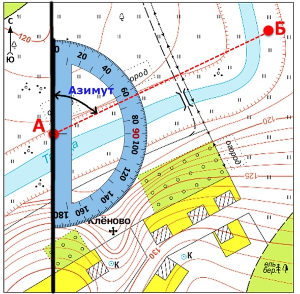 Азимут карта топографической карте