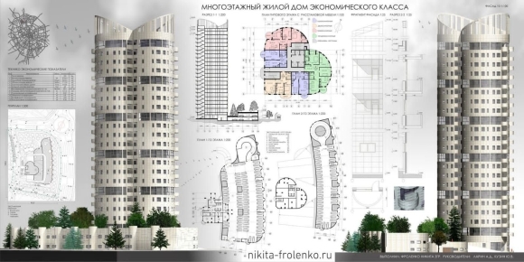 Проект многоэтажного жилого дома МАРХИ