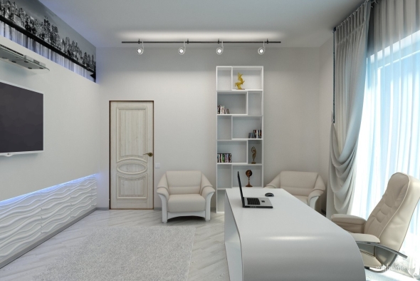 Интерьер кабинета в светлых тонах