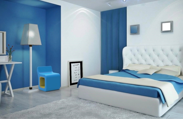 Спальня в синих тонах