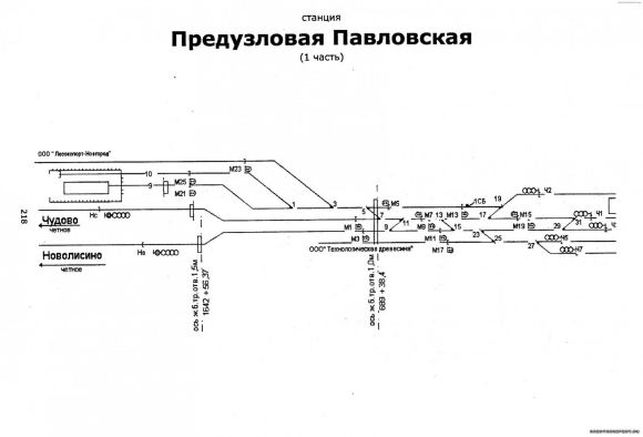 Схема ЖД станции Павловск