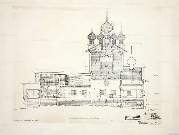Чертежи Преображенской церкви в Кижах