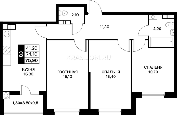 Планировка комнатной квартиры