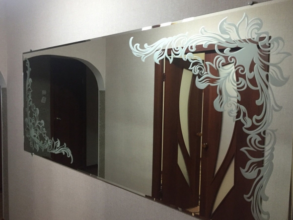 Художественная матировка пескоструй зеркала