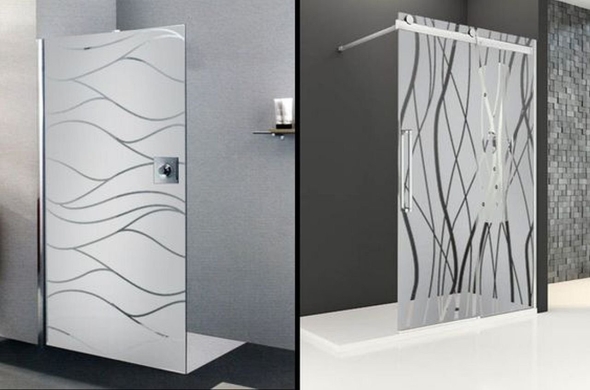 Матовые стеклянные перегородки в ванную