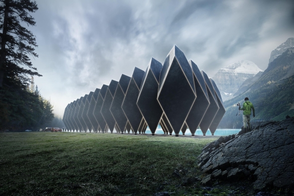 Футуристический отель в горах