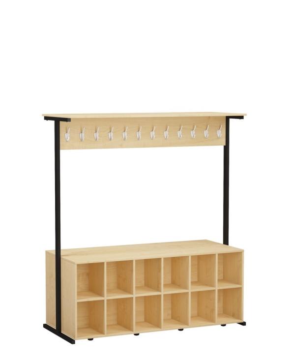 Вешалка напольная на крючков габ.ххмм с тумбой для обуви вн-