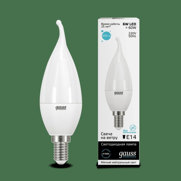 Светодиодная лампа gauss led elementary свеча на