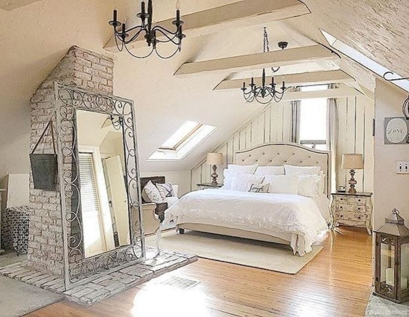 Фармхаус стиль в интерьере спальни