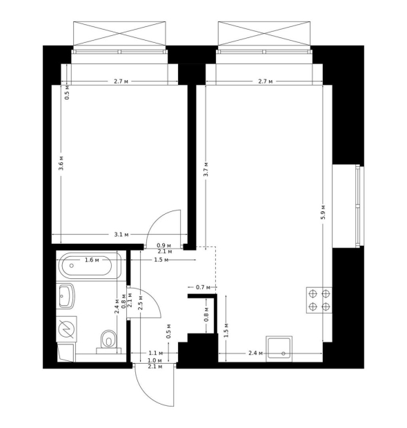 Перепланировка комнатной квартиры в комнатную